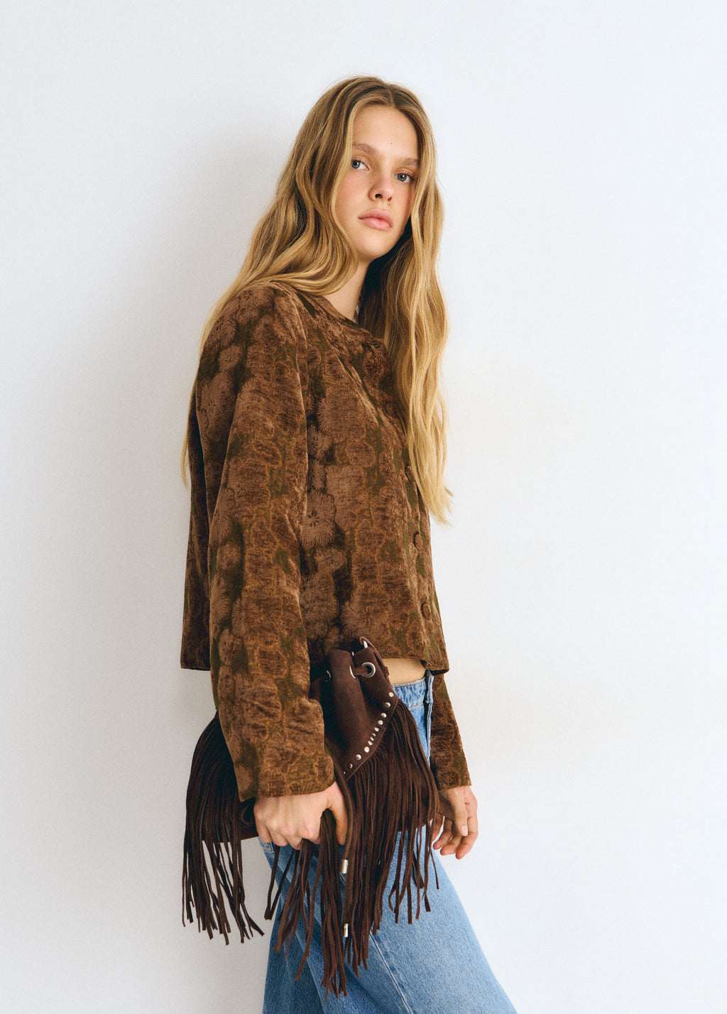 Fringed bucket bag
