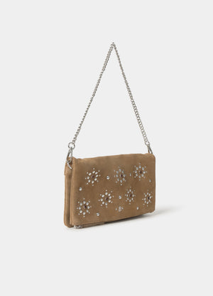 Tas met klep en bloemvormige studs