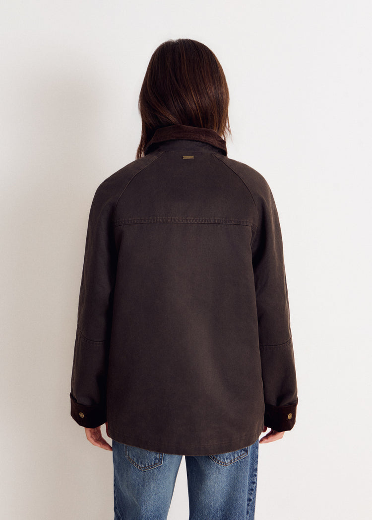 Chaqueta encerada con chaleco borrego