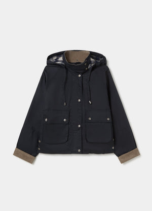 Chaqueta encerada con capucha