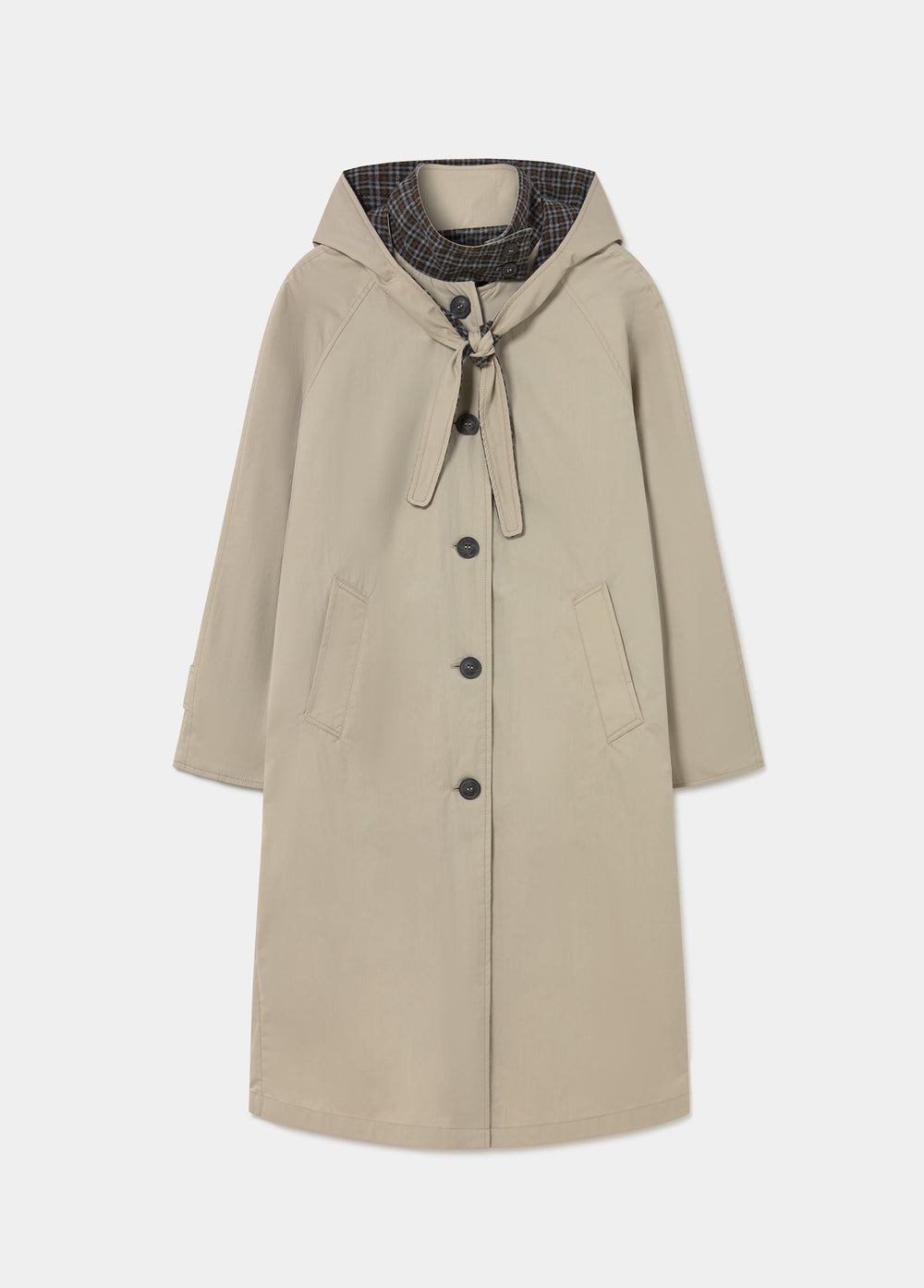 Long hooded trench coat