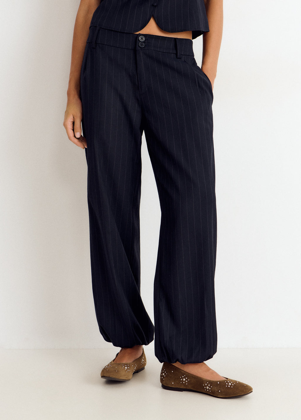 Pinstripe harem trousers