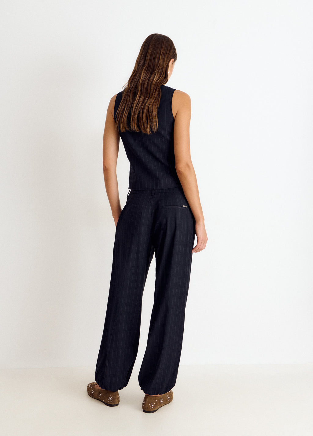 Pinstripe harem trousers