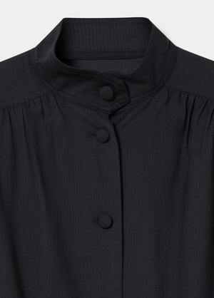 Gathered bomber jacket with buttons