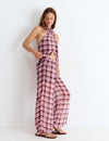 Checkered long harem pants