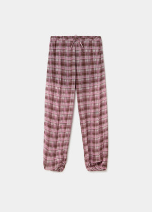 Long harem pants with checkered pattern