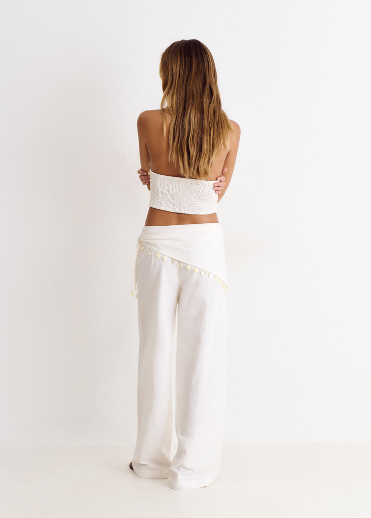 Wrap pants with shell detail