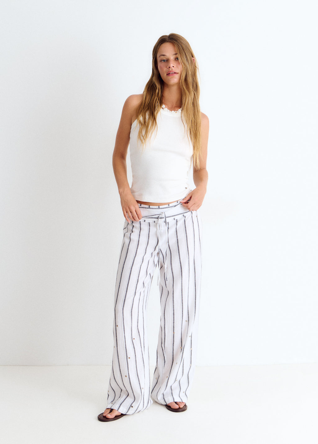 Pantalón largo rayas lurex