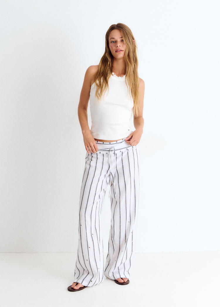 Pantalón largo rayas lurex