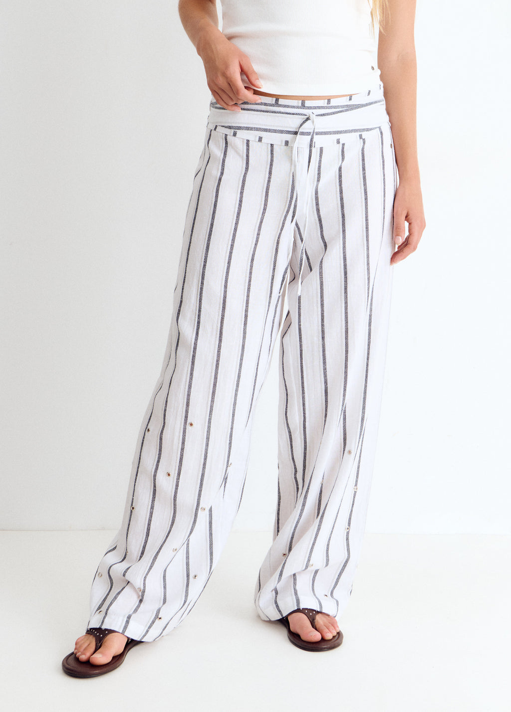 Pantalón largo rayas lurex