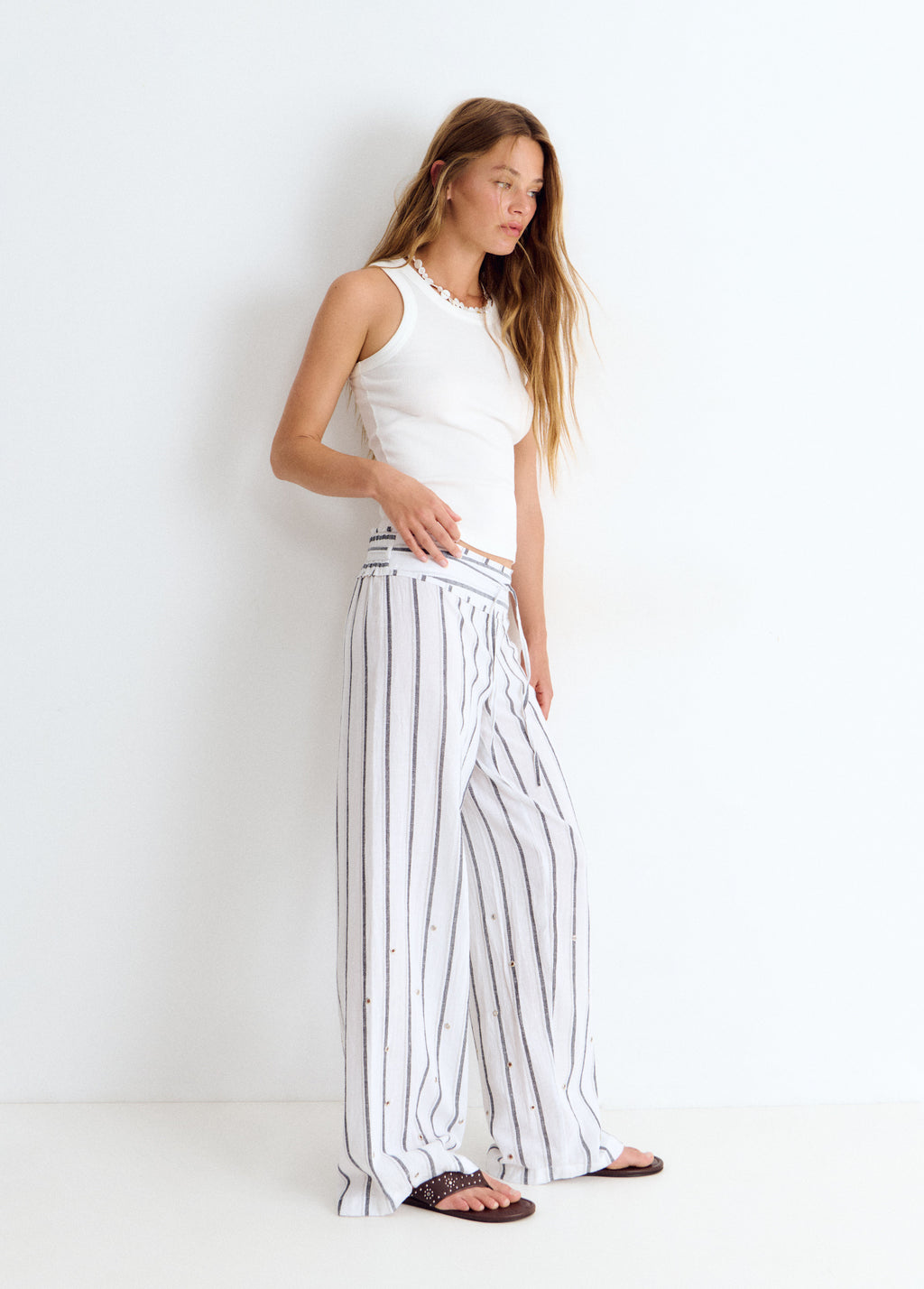 Pantalón largo rayas lurex