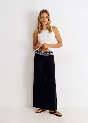Lange broek met spiegel taille