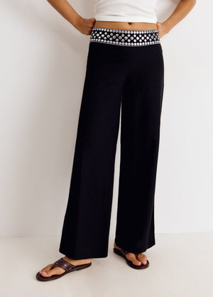 Lange broek met spiegel taille
