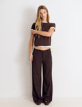 Wide-waist pinstripe trousers