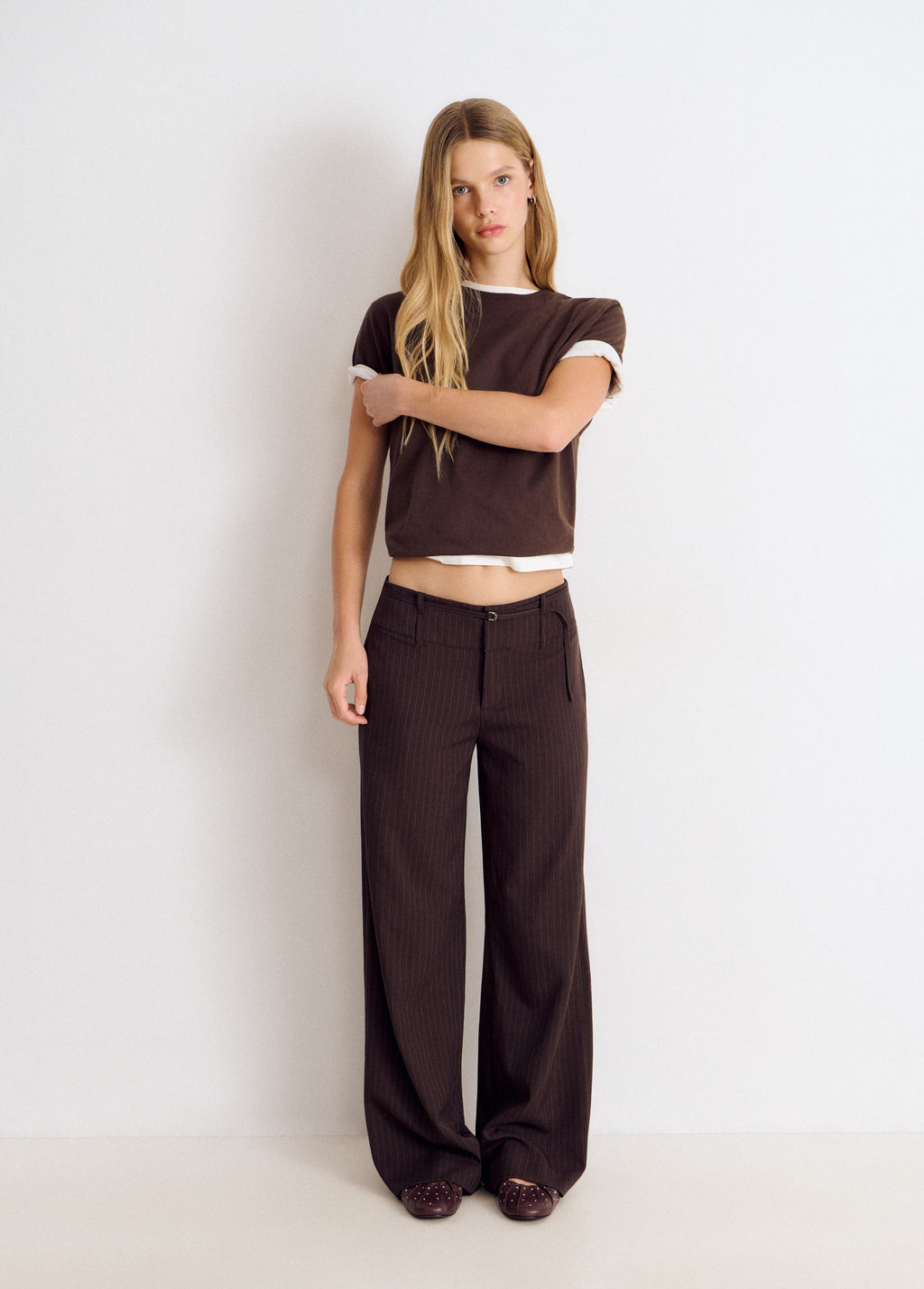 Pantalón raya diplomática cintura ancha