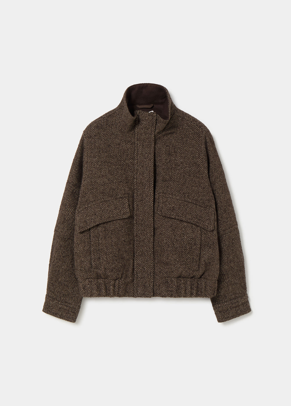 Herringbone wool bomber jacket