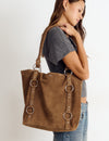 Shopper-Tasche aus Leder mit Ringen