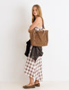 Bolsa shopper de pele com argolas