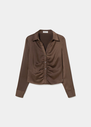 Ruched satin shirt