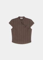 Striped tie-front top