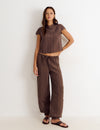 Pantalone lungo bombacho in tessuto a righe