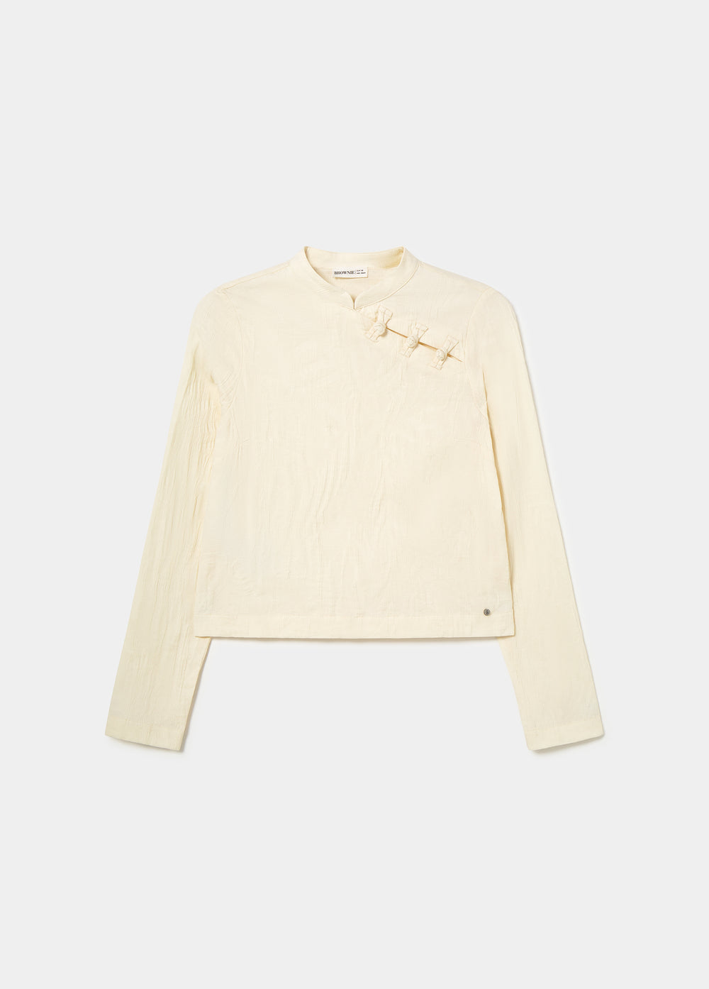 Jacquardblouse met knoopdetail