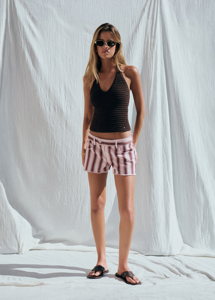 Short rayas rosa