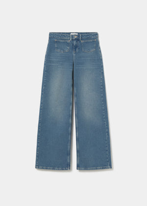 Embroidered front-pocket jeans