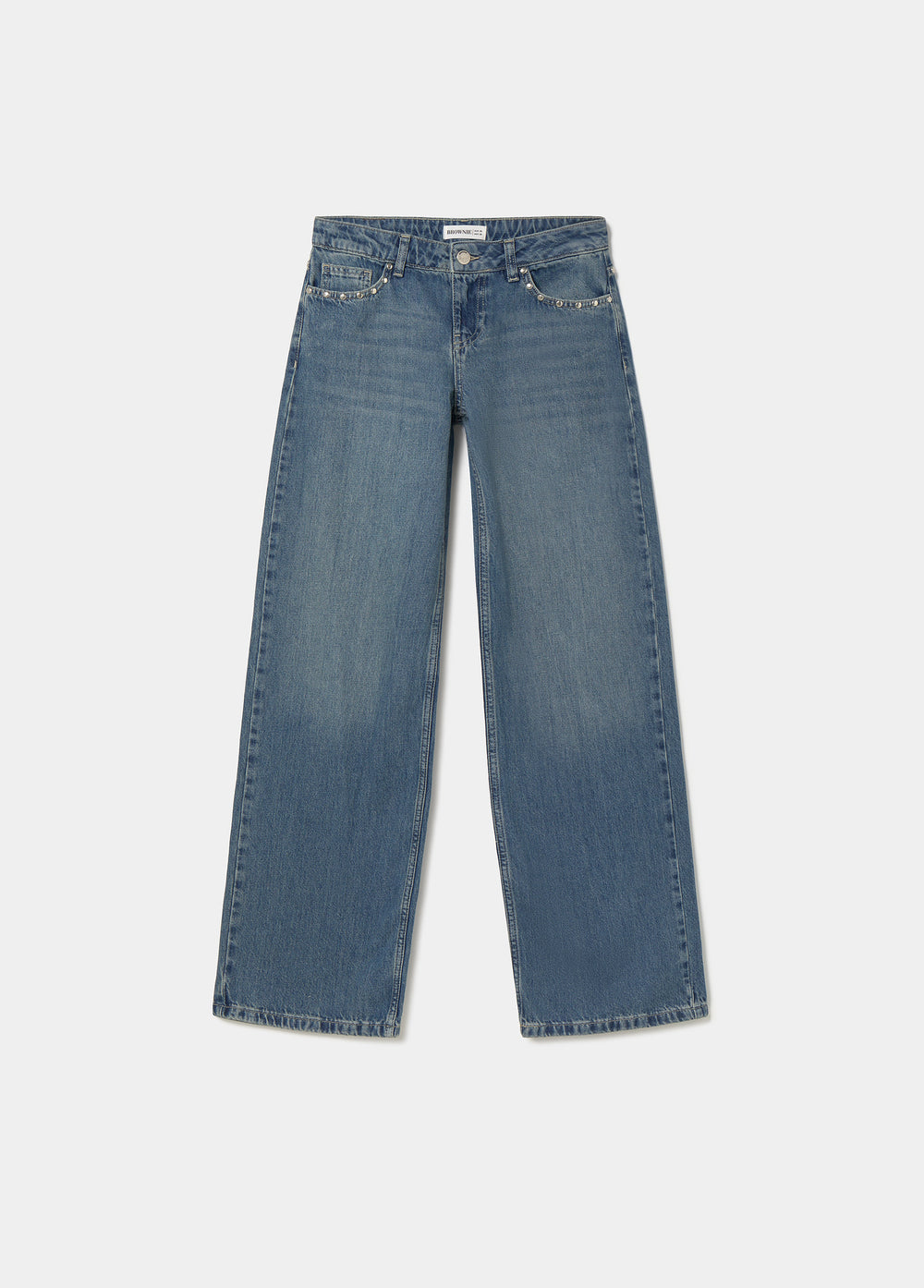 Jeans recto alas bordadas
