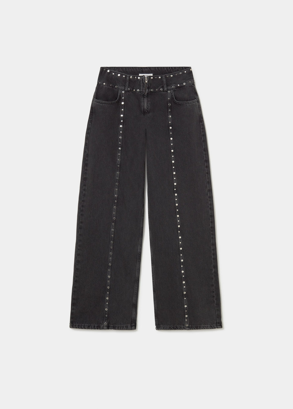 Wide-leg jeans with studs