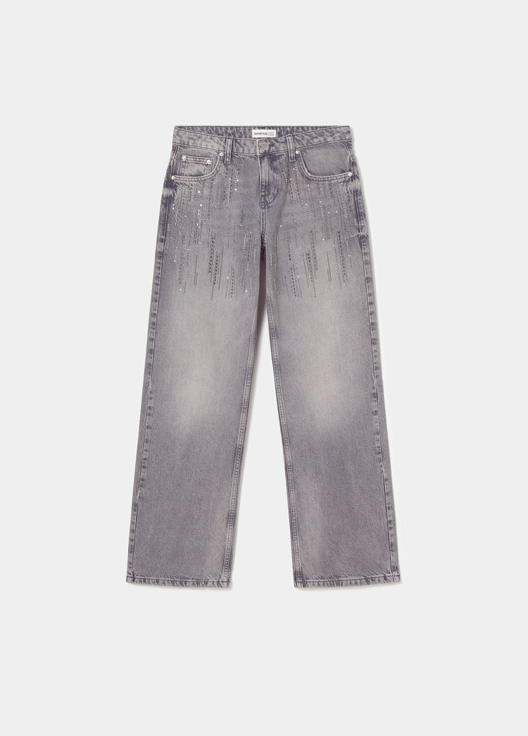 Jeans brilhante cascata