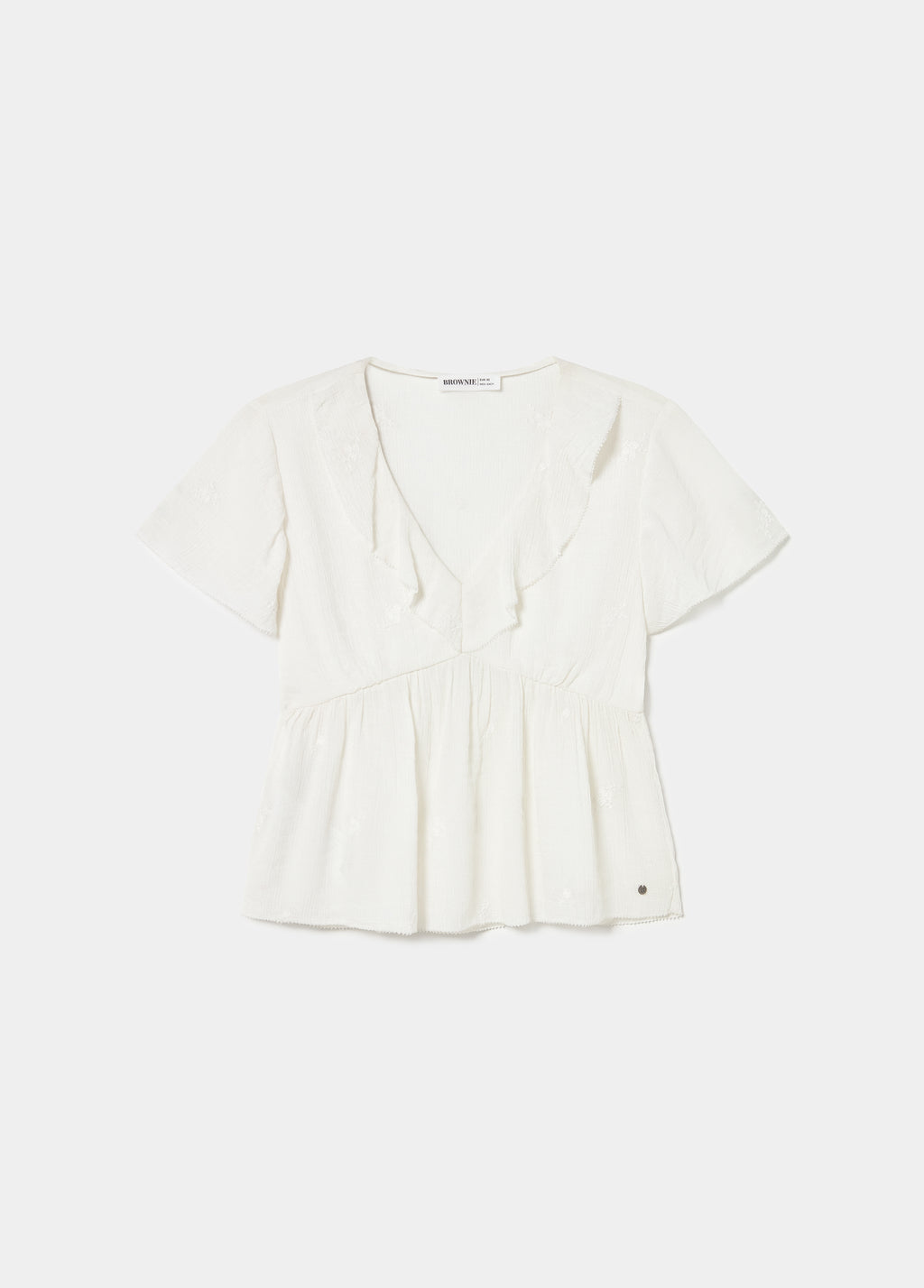 Blusa manga corta volantes