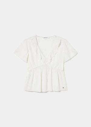 Bluse mit kurzen Ärmeln und Volants