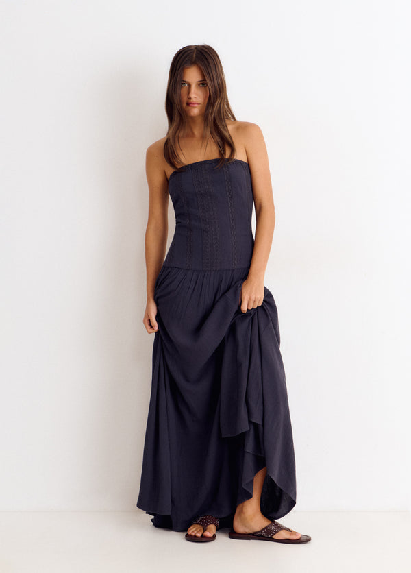 Vestido largo bandeau