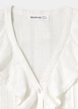 Lurex central ruffle blouse