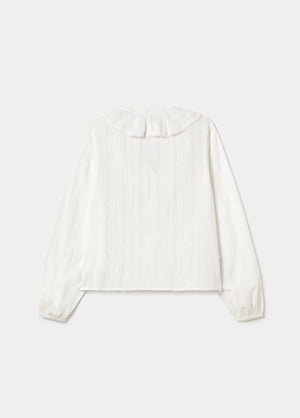Lurex central ruffle blouse