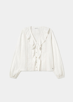 Lurex central ruffle blouse