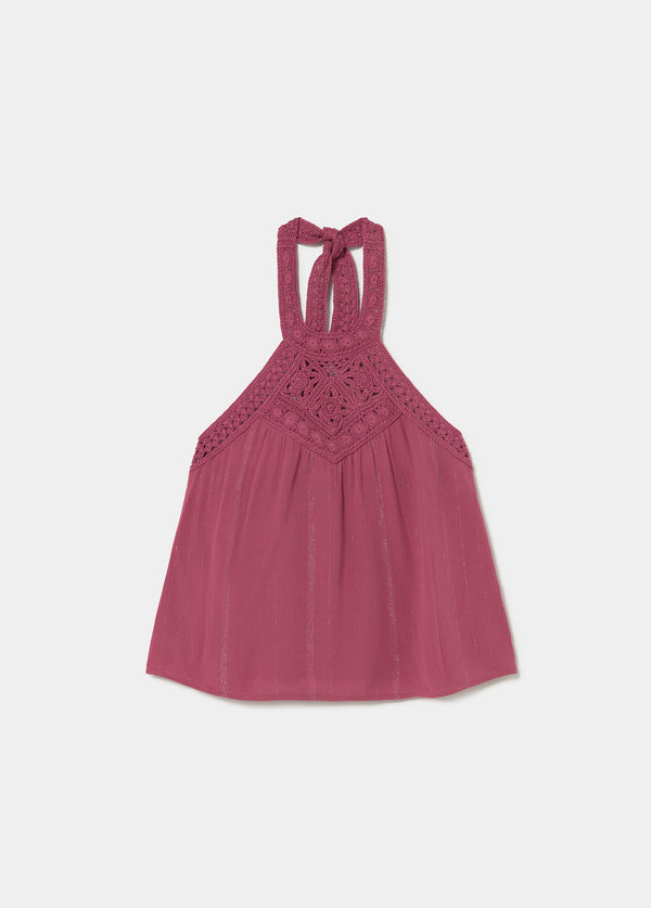 Top halter cuello crochet