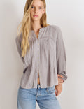 Lace pintuck long-sleeve blouse