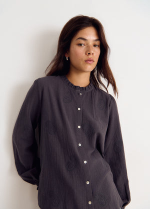 Embroidered long-sleeve blouse