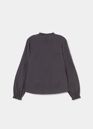 Embroidered long-sleeve blouse