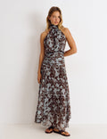 Langes bedrucktes Kleid  