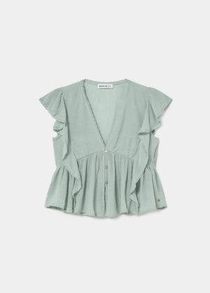 Blusa romántica volantes puntilla
