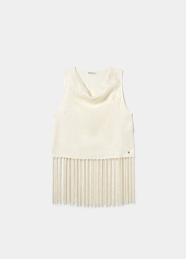Top jacquard con flecos