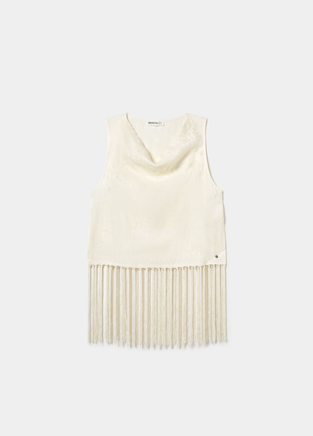 Jacquard-Top mit Fransen