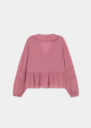 Blusa volantes manga bordada