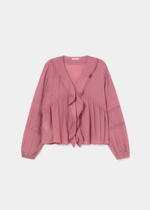 Blusa volantes manga bordada