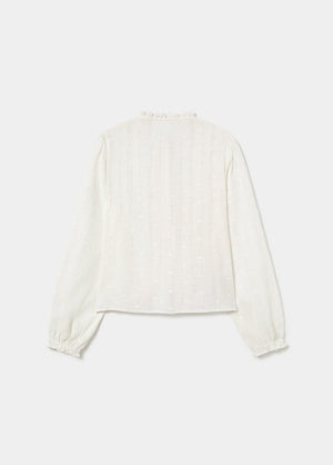 Long-sleeve lurex drawstring blouse