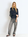 Striped tie-front blouse