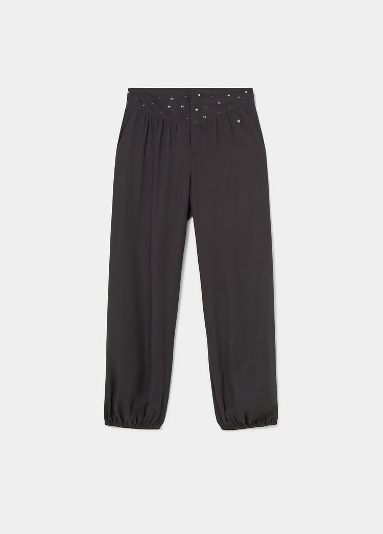 Studded-waist harem Trouser